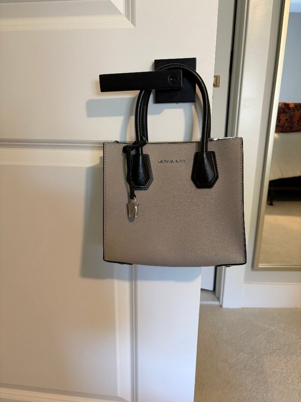Michael Kors Gray with silver hardware and long strap mini bag